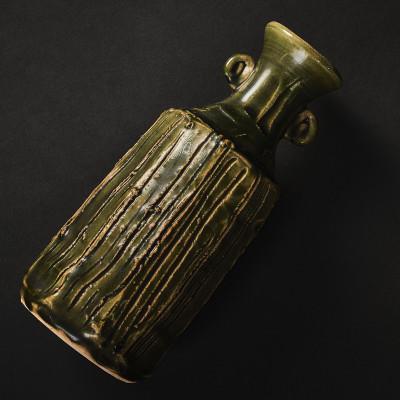 2286 工芸品　晴比古作　瓢置花入　未使用 ふるさと納税 津和野町 【青山窯】石見の土と錆浅葱色の力強さを生かし