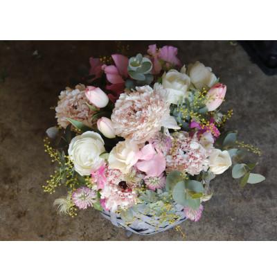 ふるさと納税 八女市 オリジナルラウンドアレンジメント「ピンク系」