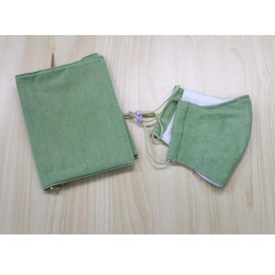 ふるさと納税 三郷市 三郷小松菜染めブックカバー&amp;マスクのセット