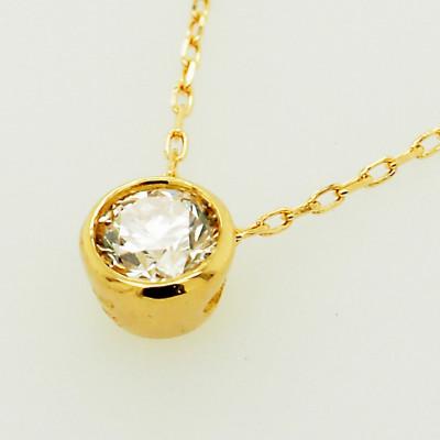 ふるさと納税 松山市 K18　ダイヤ　0.10ct　一粒　フクリン留　プチネックレスの画像