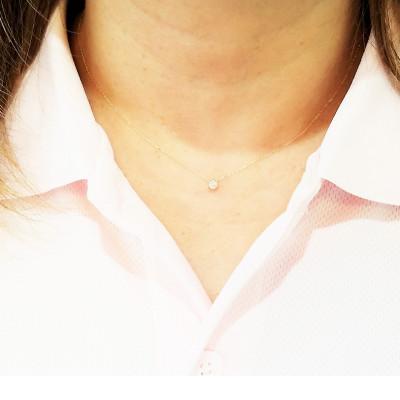 ふるさと納税 松山市 K18　ダイヤ　0.10ct　一粒　フクリン留　プチネックレスの画像