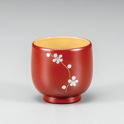 ふるさと納税 鯖江市 越前漆器 茜朱/黒 立梅利休湯呑 夫婦 ペア