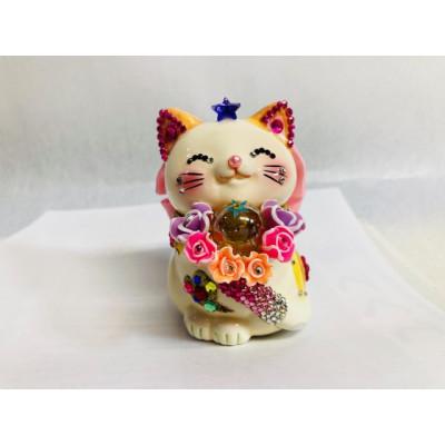 ふるさと納税 中間市 風水ハッピーキャット貯金箱 天使の贈り物(M) イエロー