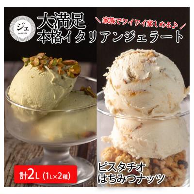 ふるさと納税 丸森町 大満足!＼訳ありサイズ/本格イタリアンジェラート ピスタチオ はちみつナッツ 2種セット(各1L)