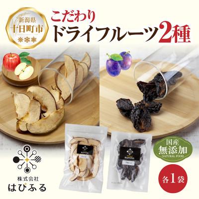 ふるさと納税 十日町市 はぴふるのドライフルーツ 2種 りんご プルーン 計2袋 新潟県十日町市