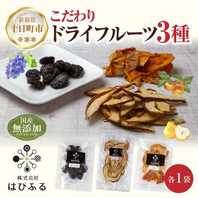 ふるさと納税 十日町市 はぴふるのドライフルーツ 3種 ぶどう ルレクチェ 柿 計3袋 新潟県十日町市