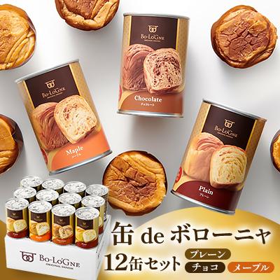 ふるさと納税 新発田市 デニッシュパンを詰め込んだ『缶deボローニャ』12缶セット　プレーン、チョコ、メープル各4缶 | 