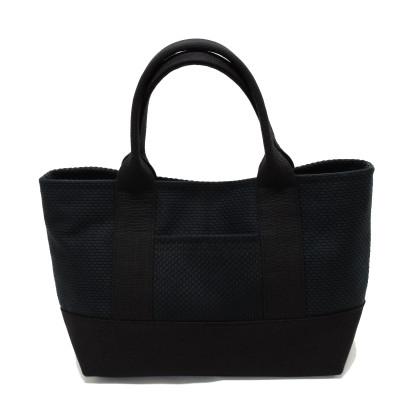 ふるさと納税 豊川市 三河木綿刺し子織バッグ sasicco OBIトートミニ (黒)