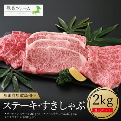 ふるさと納税 那須町 敷島ファームの那須高原 敷島和牛ステーキ・すきしゃぶセット(B)計2.0kg〔P-75〕