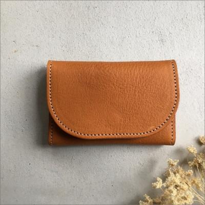 ふるさと納税 京丹後市 本革 [カードケース] 牛革 キャメル 栃木レザー使用 70mm×105mm コインポケット付き
