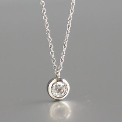 ふるさと納税 大津市 プラチナ900[0.2ct ラボダイヤモンドネックレス]ふくりん留め 未来の輝き 一粒ペンダント