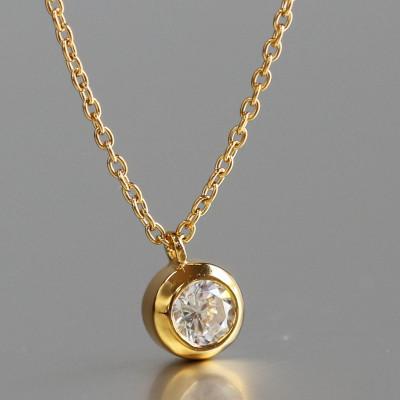 ふるさと納税 大津市 K18 金[0.2ct ラボダイヤモンドネックレス]ふくりん留め 輝き続ける美しさ 一粒ペンダント