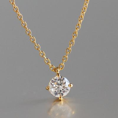 ふるさと納税 大津市 K18 金[0.2ct ラボダイヤモンドネックレス]クラウン王冠 輝き続ける美しさ 一粒ペンダント