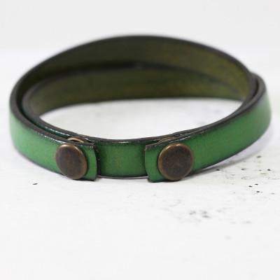 ふるさと納税 大津市 [イタリアンレース]オシャレに決まる!牛革 レザーブレスレット ハンドメイド品 ベルトカラー:緑