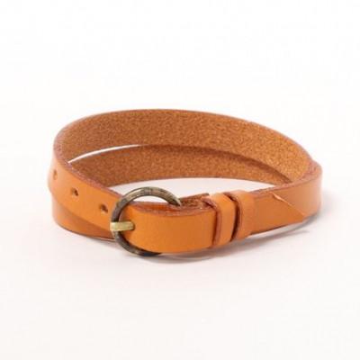 ふるさと納税 大津市 深い色あいが魅力的[栃木レザー 2重巻きブレスレット]クラシカルデザイン ベルトカラー:蜜柑