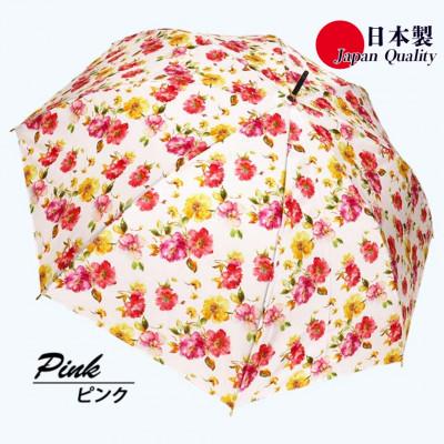 ふるさと納税 田原本町 レディース雨傘 長傘 転写花柄プリント マーベラス ジャンプ 日本製 ピンク系 173510