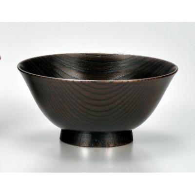 ふるさと納税 加賀市 山中塗 国産漆器 ごはん茶わん(化粧箱入)<欅4.1飯茶椀 黒摺>