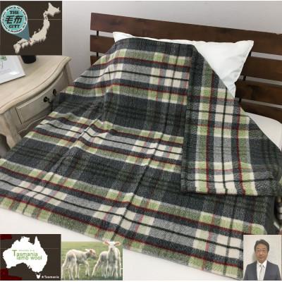 ふるさと納税 泉大津市 『睡眠環境・寝具指導士』推奨 ラムウール混毛布 90×140cm グリーン