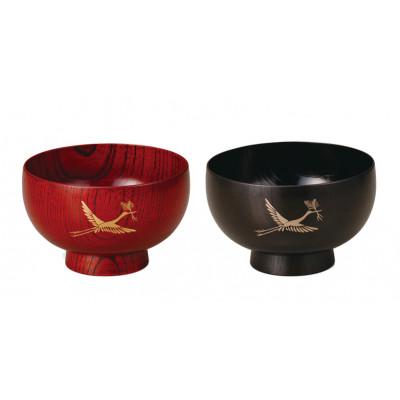 ふるさと納税 加賀市 欅 布袋汁椀 ペアセット 松喰鶴(手描き蒔絵・化粧箱入)