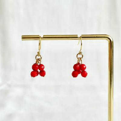 ふるさと納税 田原本町 レッドコーラル・赤珊瑚フックピアス(Silver925 18KGP仕上げ)