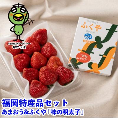 ふるさと納税 中間市 [11月下旬より順次発送]博多名物「あまおう」&amp;ふくやの「味の明太子」(小)(中間市)