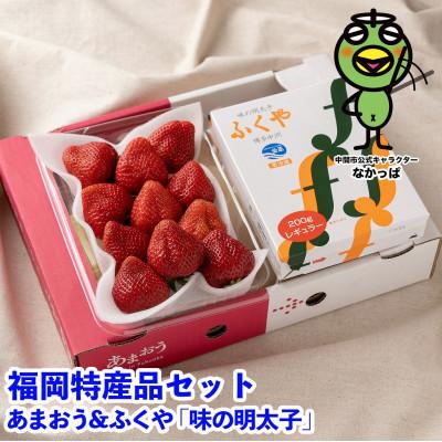 ふるさと納税 中間市 [11月下旬より順次発送]博多名物「あまおう」&amp;ふくやの「味の明太子」(中)(中間市)