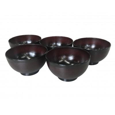 ふるさと納税 加賀市 [山中塗]レンジ欅千筋杢目汁椀 曙 5P