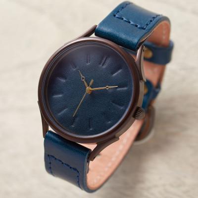 ふるさと納税 大津市 特産[近江牛革]で作るハンドメイドウォッチ サステナブルを時計から 文字盤/ベルトカラー:青