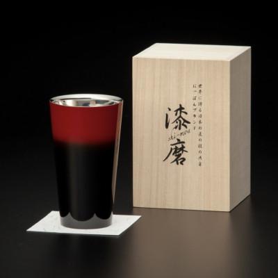 ふるさと納税 加賀市 漆磨カップ 二重構造 ストレート 黒彩