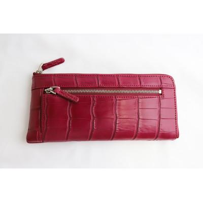 ふるさと納税 香芝市 クロコL字ファスナー カルムウォレット[Matte/マット]&lt;マットルビーB&gt;