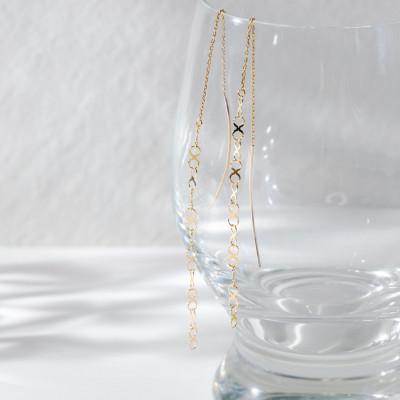 ふるさと納税 大津市 [K10イエローゴールド チェーンピアス]揺れるインフィニティチェーン モテ感あふれる 両耳セット