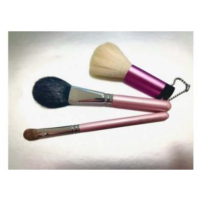 ふるさと納税 熊野町 熊野化粧筆 ピンクパール3本セット[高級化粧筆2本セット+洗顔ブラシ(抗菌加工)]