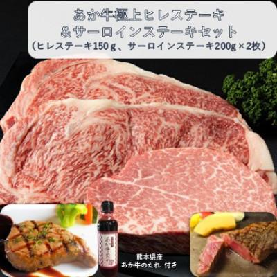 ふるさと納税 山鹿市 あか牛極上ヒレ&amp;サーロインステーキセット (ヒレ150g サーロイン200g×2 たれ付)(山鹿市)
