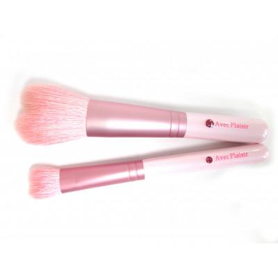 ふるさと納税 熊野町 熊野筆 喜筆 化粧筆 ハート2本セット ピンク