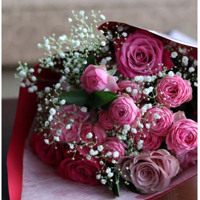 ふるさと納税 長崎市 バイヤーお勧め!!美しいバラの花束(ピンク系)