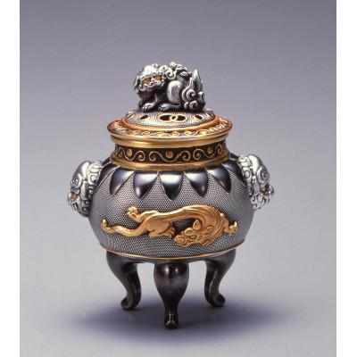 ふるさと納税 高岡市 [高岡銅器]銀製 獅子龍香炉(桐箱入り)