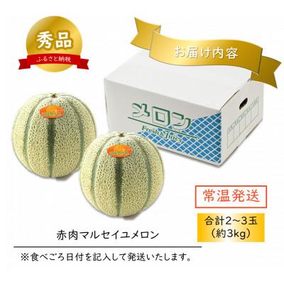 ふるさと納税 あわら市 【先行予約】佐藤農園のマルセイユメロン 約3kg前後《秀品》(2〜3玉入)　赤肉メロン |  | 02