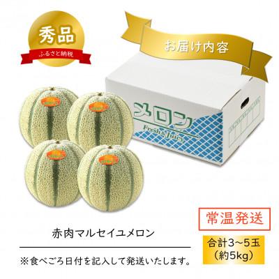 ふるさと納税 あわら市 【先行予約】佐藤農園のマルセイユメロン 約5kg《秀品》(3〜5玉入)　赤肉メロン |  | 02