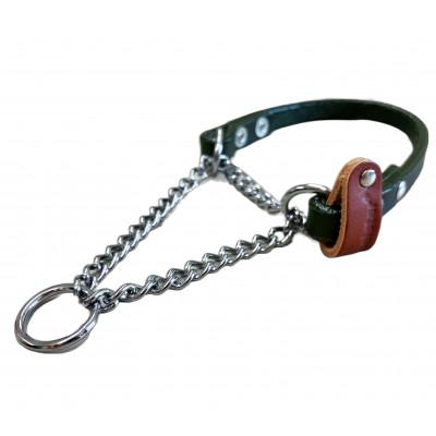 ふるさと納税 松原市 [本革]超小型犬用 首輪 マイスタープラス レザーハーフチェーンカラー カーキ #10