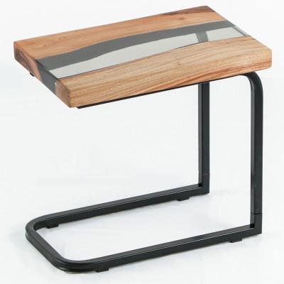 ふるさと納税 岡崎市 レジンサイドテーブル30×45cm 透明グレーでモダンな机を(愛知県岡崎市)B2006