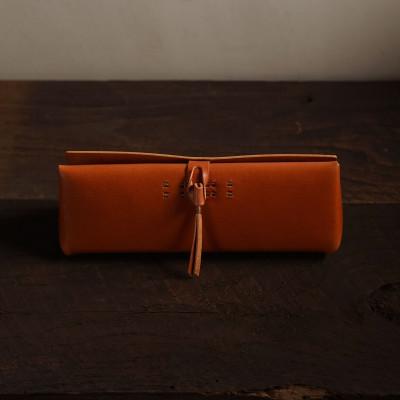 ふるさと納税 智頭町 三角筆入 牛革柿渋染