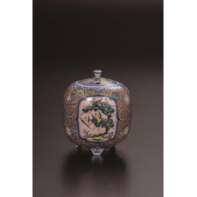 ふるさと納税 能美市 九谷焼 3.5号香炉 青華紅彩三友文 三浦晃禎作