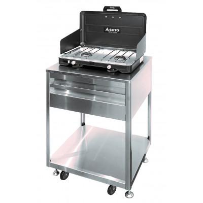 ふるさと納税 茅野市 屋外キッチン IN&amp;OUT コンロワゴン(ガスコンロ付き)