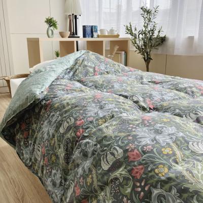 ふるさと納税 富士吉田市 英国V&amp;Aコレクションの華麗なデザインを採用したふんわり羽毛掛けふとん ダウン93%シングルグリーン