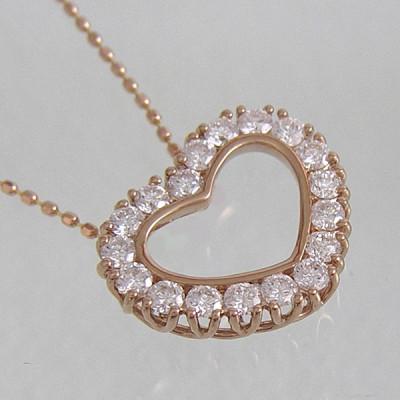 ふるさと納税 南アルプス市 ejブランド『ロマネスク』オープンハートネックレス K18PG/ダイヤモンド0.50ct