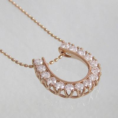 ふるさと納税 南アルプス市 ejブランド『ロマネスク』ホースシュー馬蹄ネックレス K18PG/ダイヤモンド0.50ct