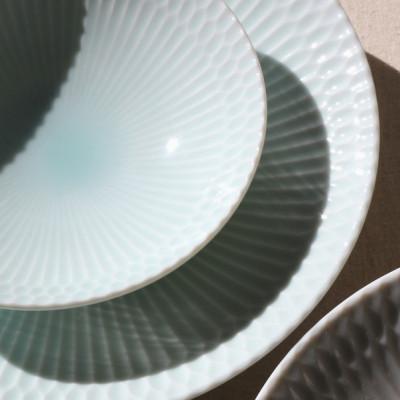 ふるさと納税 瑞浪市 【2枚SET】美濃焼 さざなみ 青白 21深皿 21×4cm