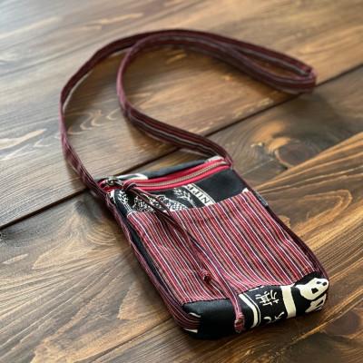 ふるさと納税 蕨市 伝統織物蕨双子織を使用したスマホバッグ(赤)