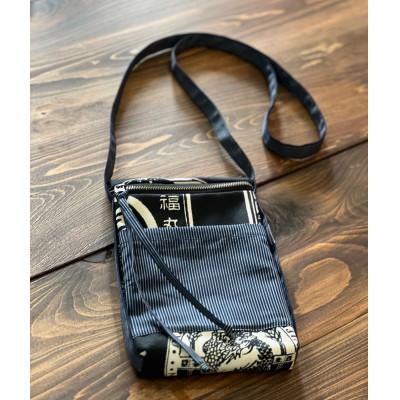 ふるさと納税 蕨市 伝統織物蕨双子織を使用したスマホバッグ(紺)