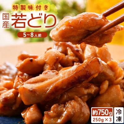 ふるさと納税 越前町 国産鶏もも肉 特製タレ漬け 計750g以上(250g × 3袋)